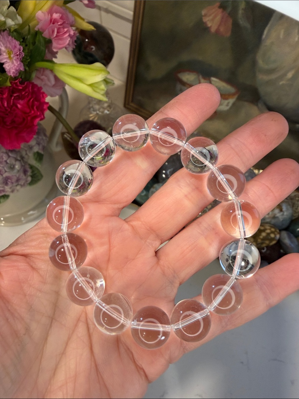 Clear Quartz Crystal Bead Stretch Bracelet: B1149